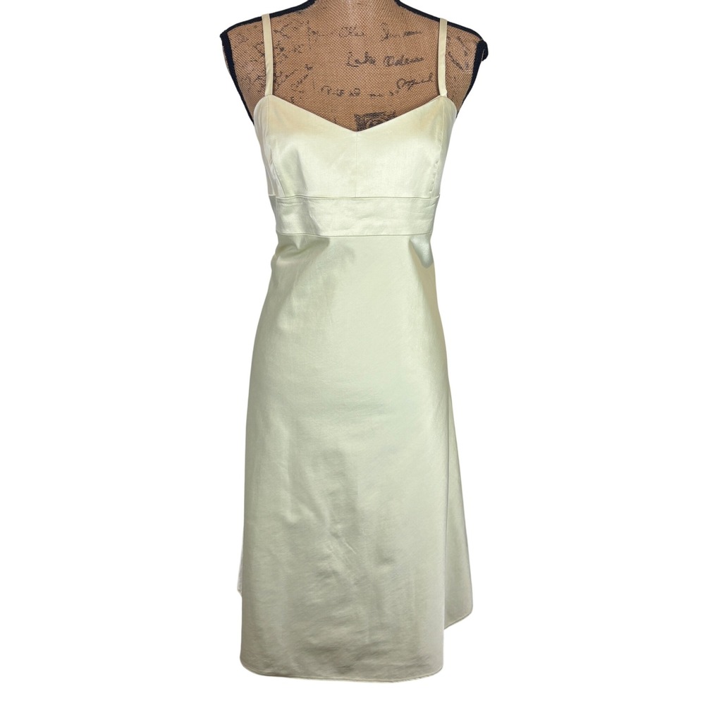 Banana Republic Pale Yellow Midi Slip Dress Y2K Summer Stretch Feminine Size 12